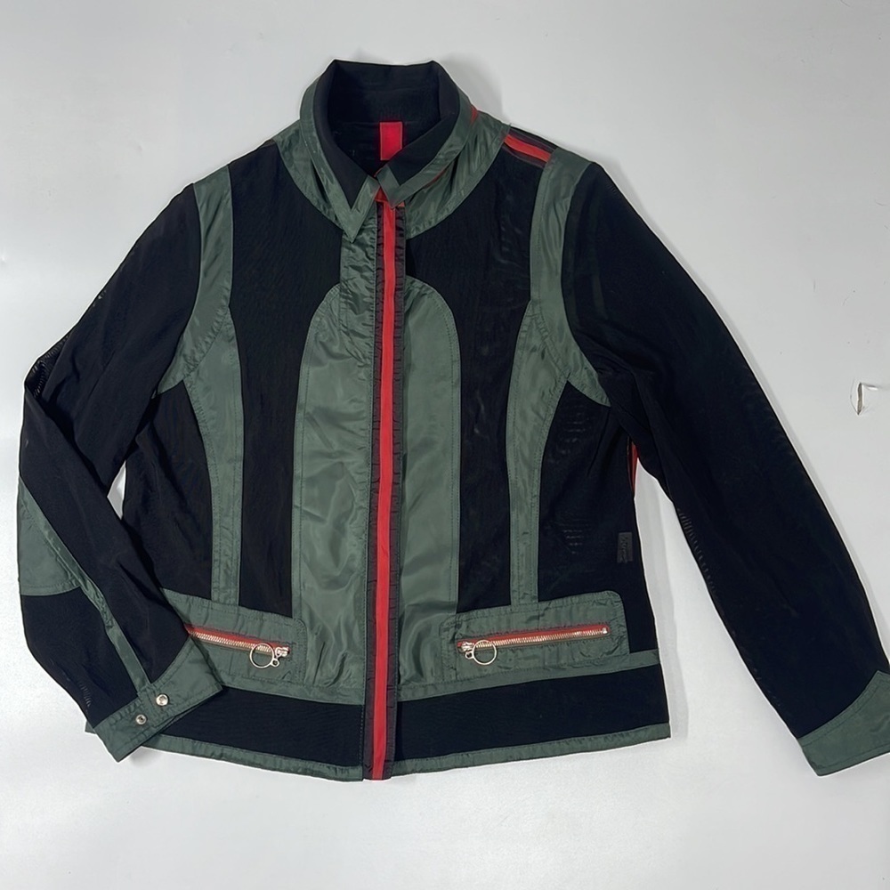 H. Woo Haeng Woon Parachute & Sheer Black Mesh Jacket Women's Size Medium M